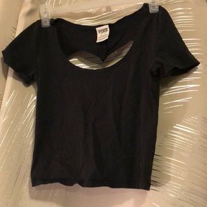 BRAND NEW PINK Cropped Heart Back Cut Out Short Sleeved